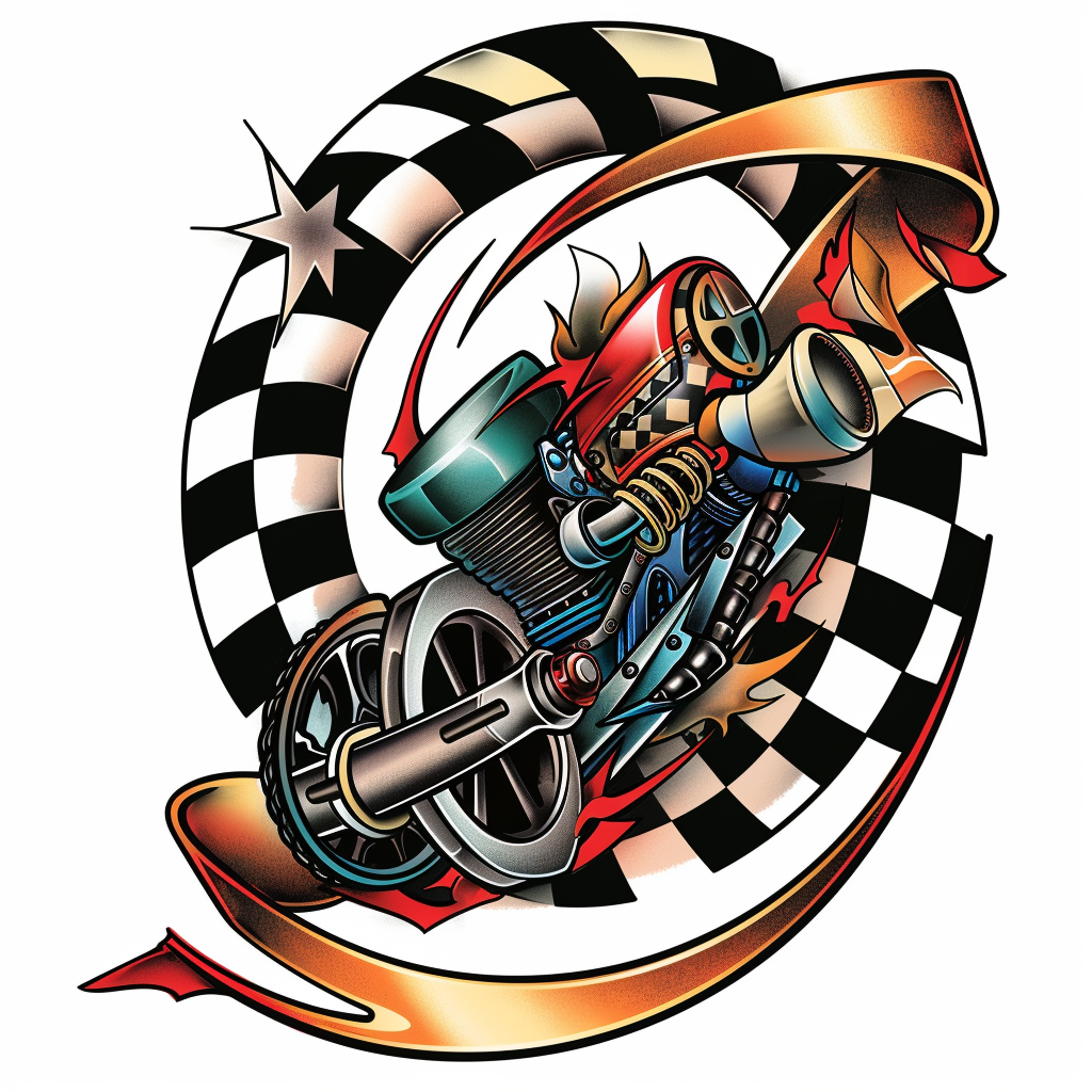 Cartoonish Racing Bearing Tattoo Design