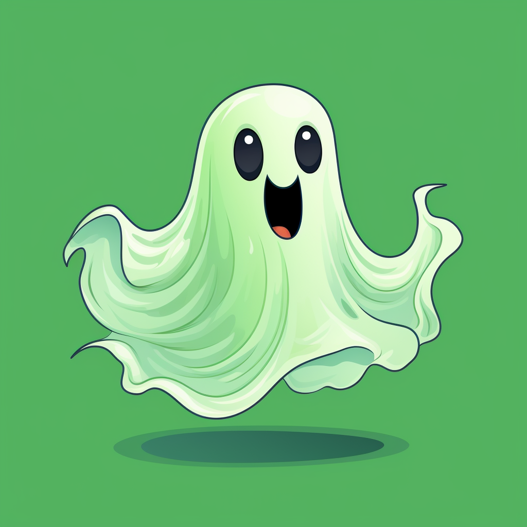 Cute and colorfully spooky ghost on a green background