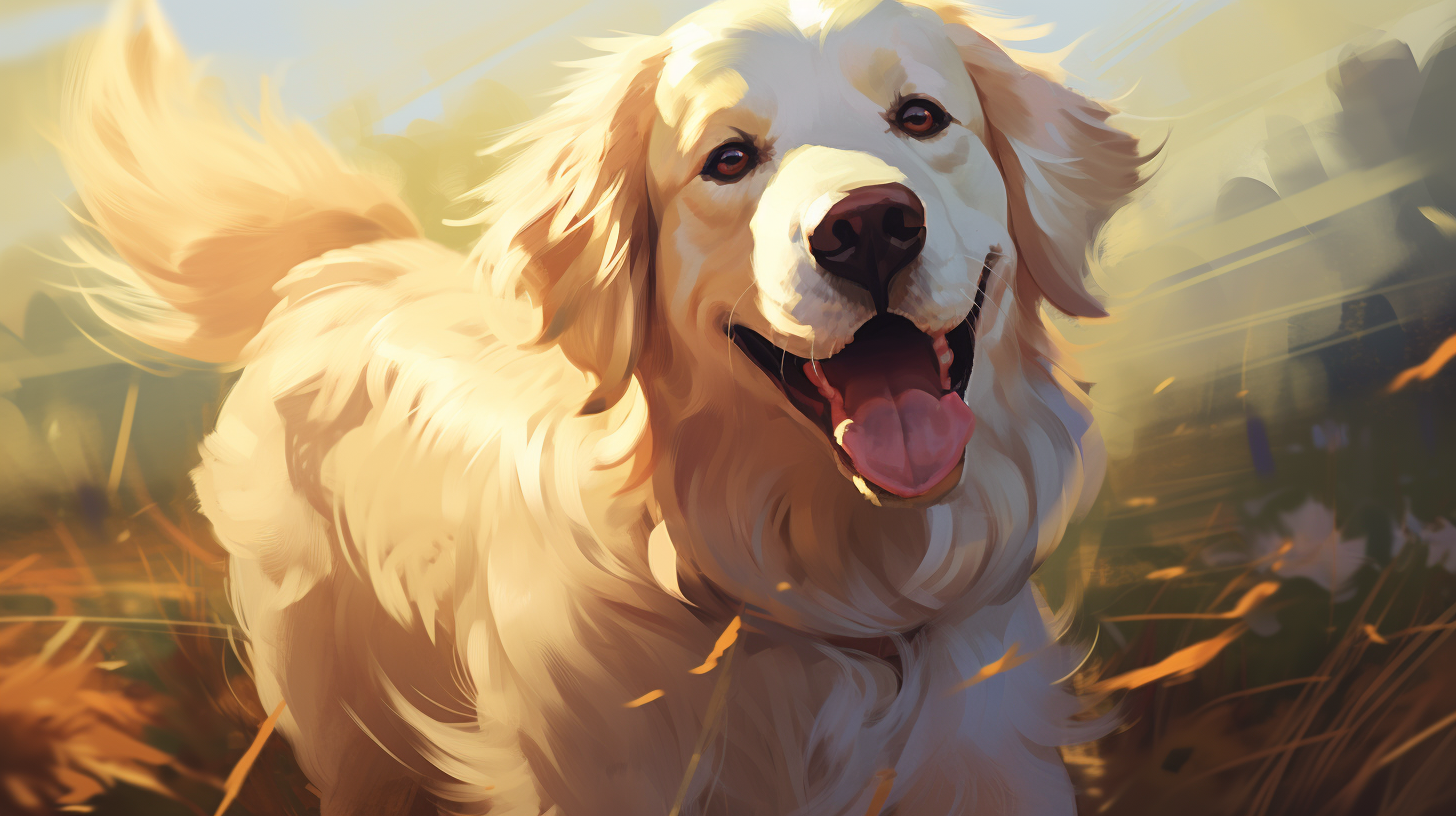 Cute white golden retriever cartoon