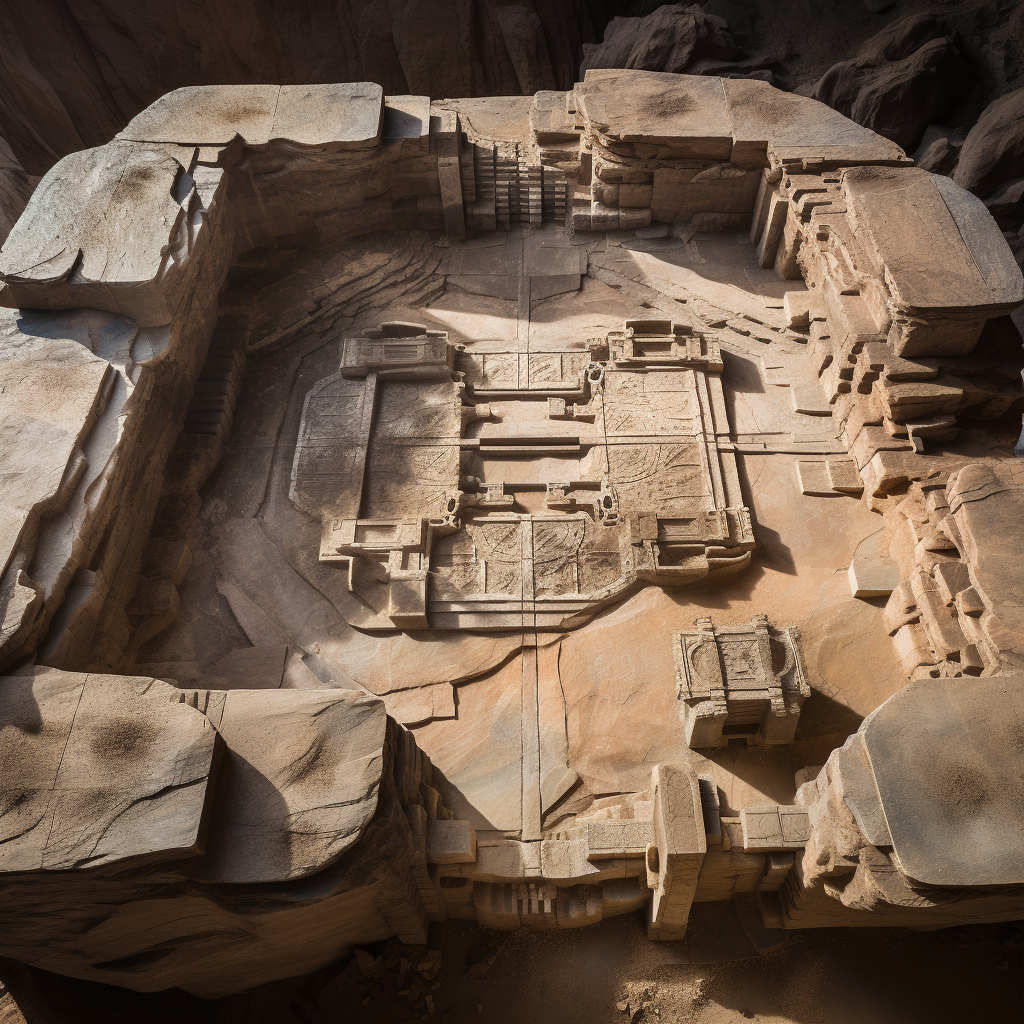 Bird's eye view of carved stone plateau