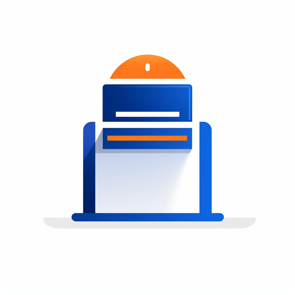 Blue and orange cash desk icon