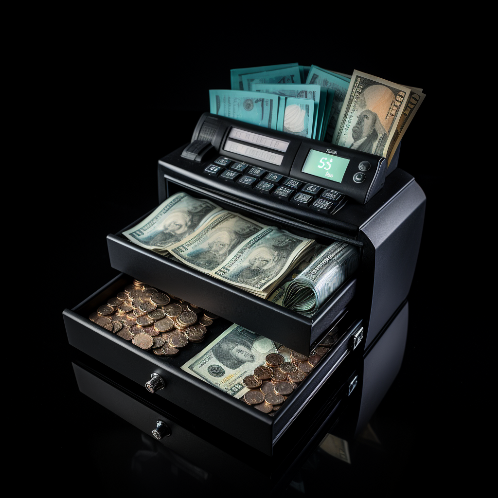 Cash register with money inside