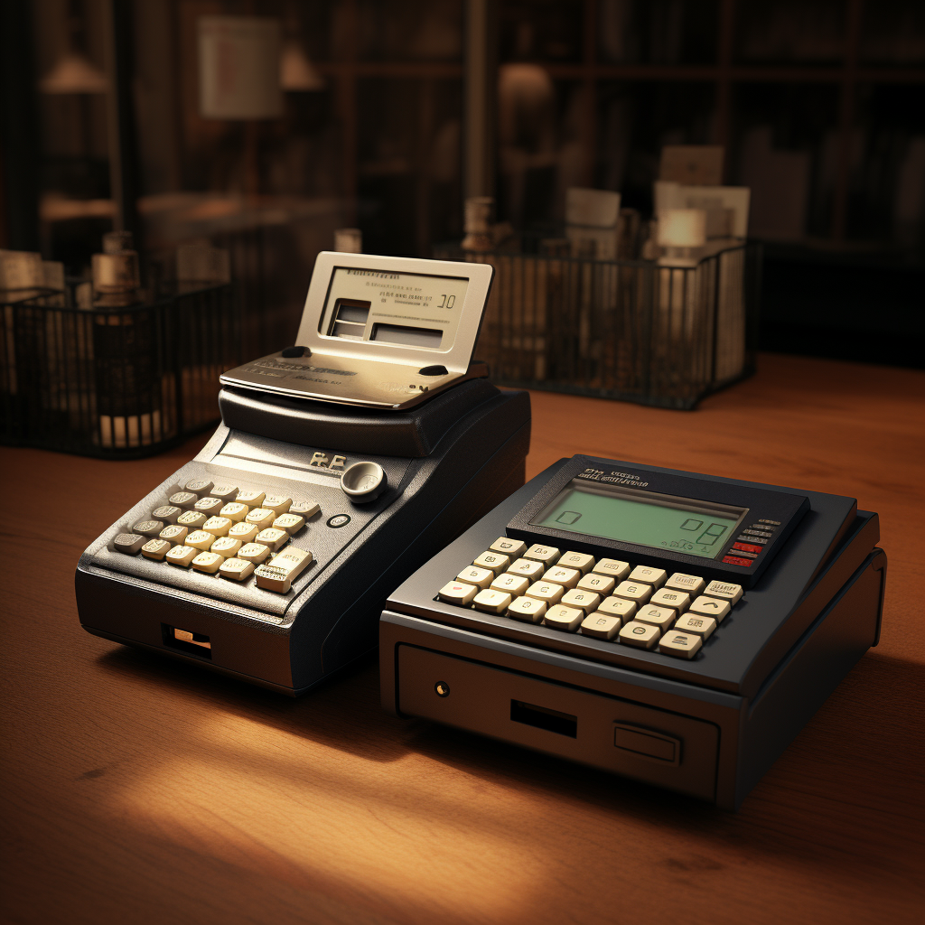 Closeup of Clean Cash Registers on Table