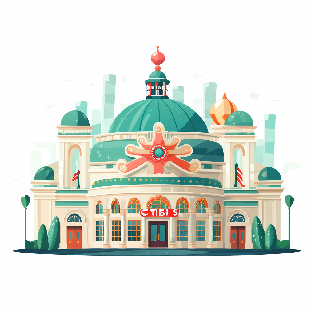 Casino Building White Background Flat 2D Art