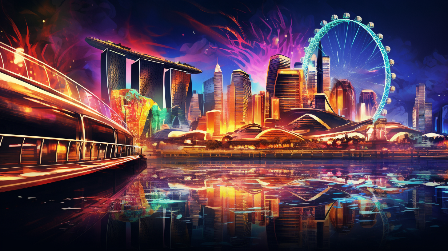 Vibrant casino scene in Singapore City