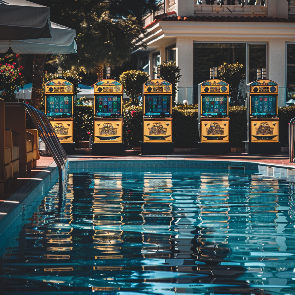 Casino slot machines in yellow