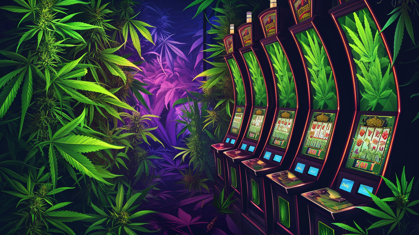 Casino Slot with Cannabis Leaves and Buds