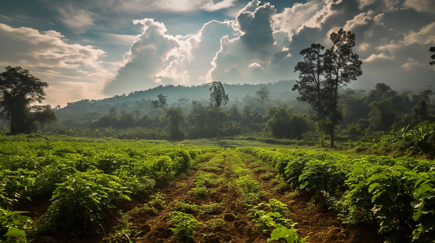 Beautiful cassava field landscape