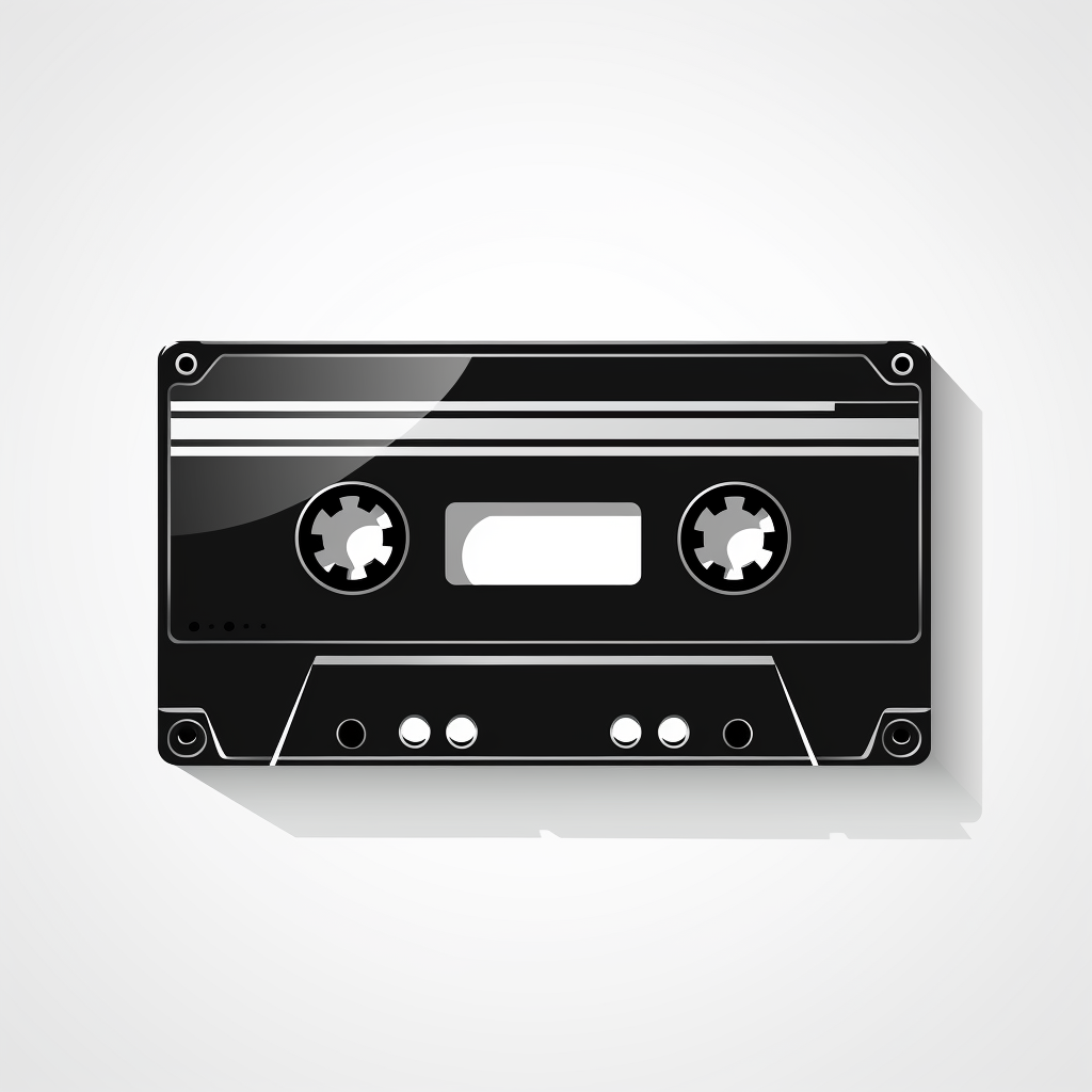 Black and white cassette tape icon