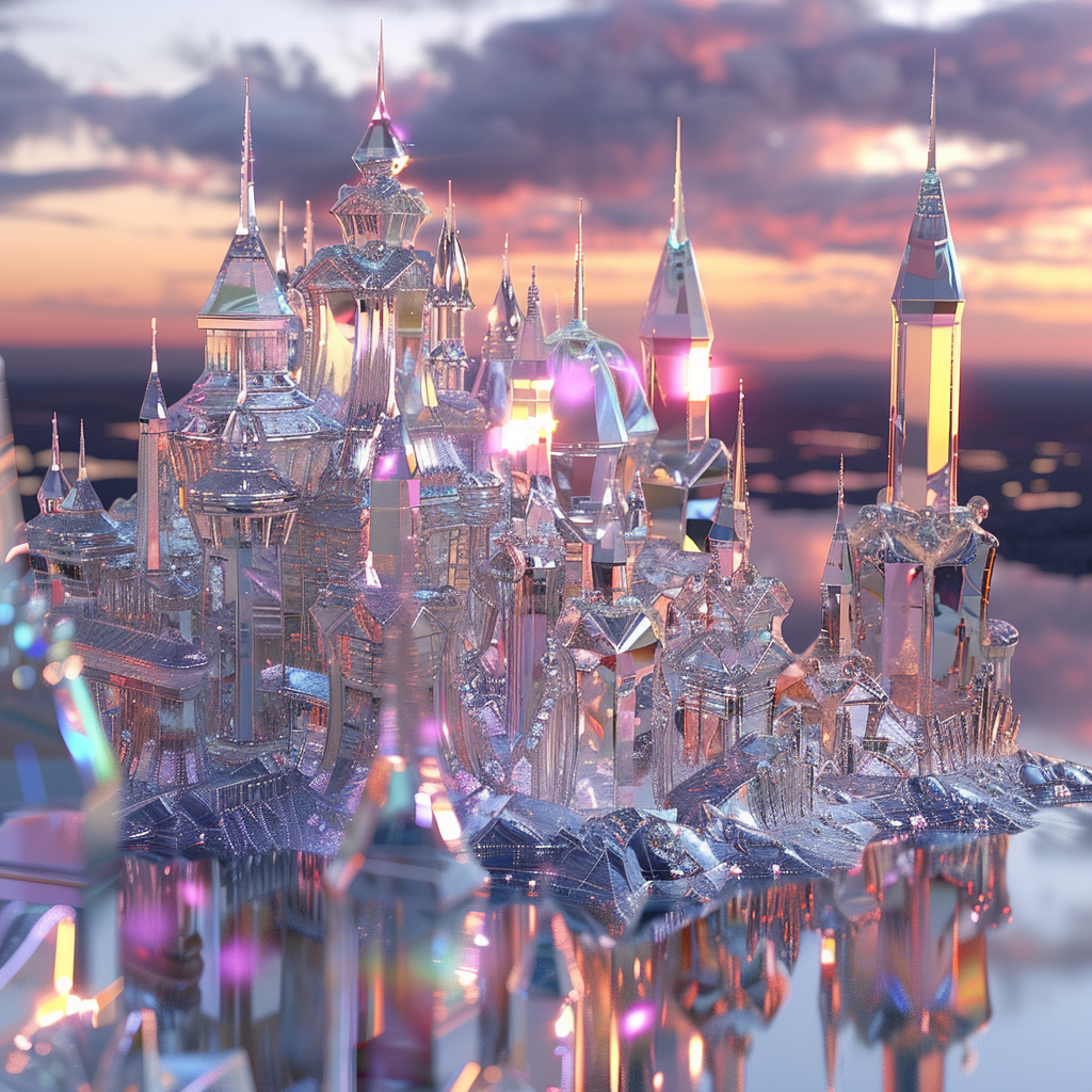 Shiny chrome castle with gems