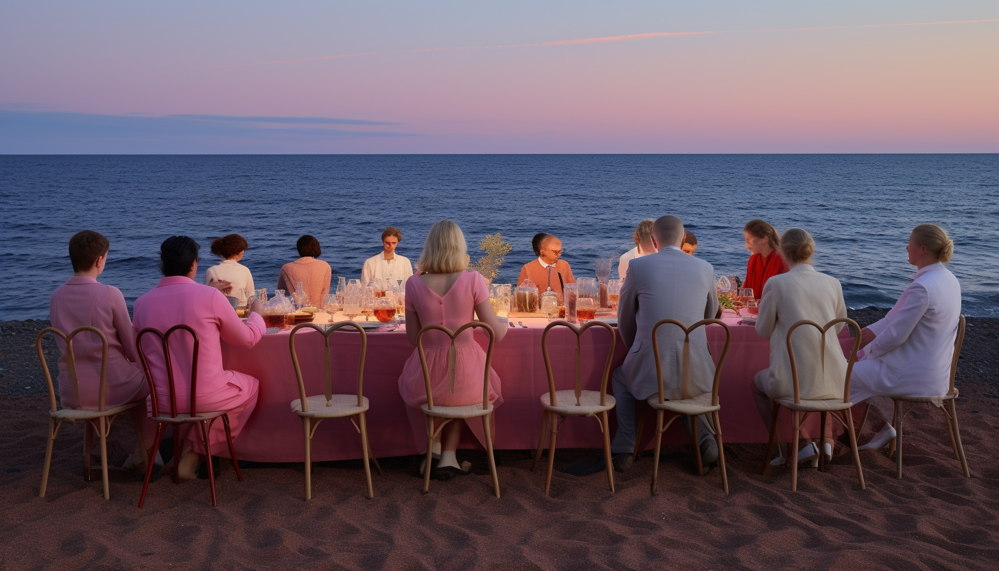 Casual dinner by the sea with Salvador Dali and Wes Anderson inspiration