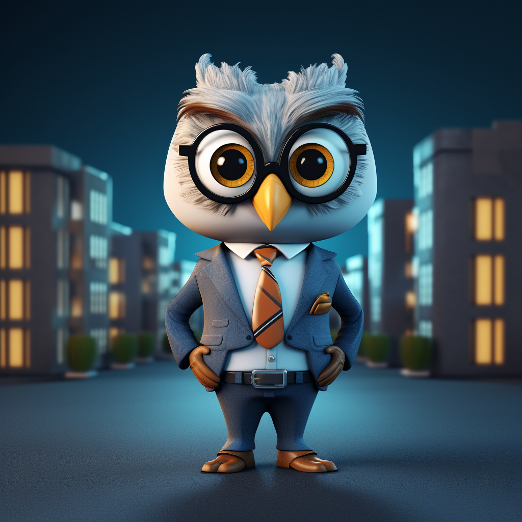 3D owl mascot for real estate company