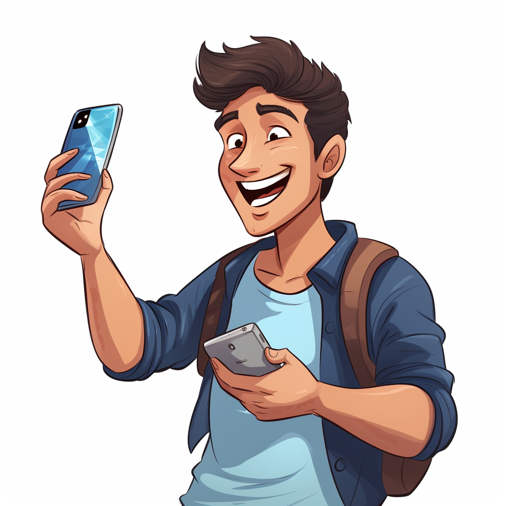 Happy man with credit card and cellphone