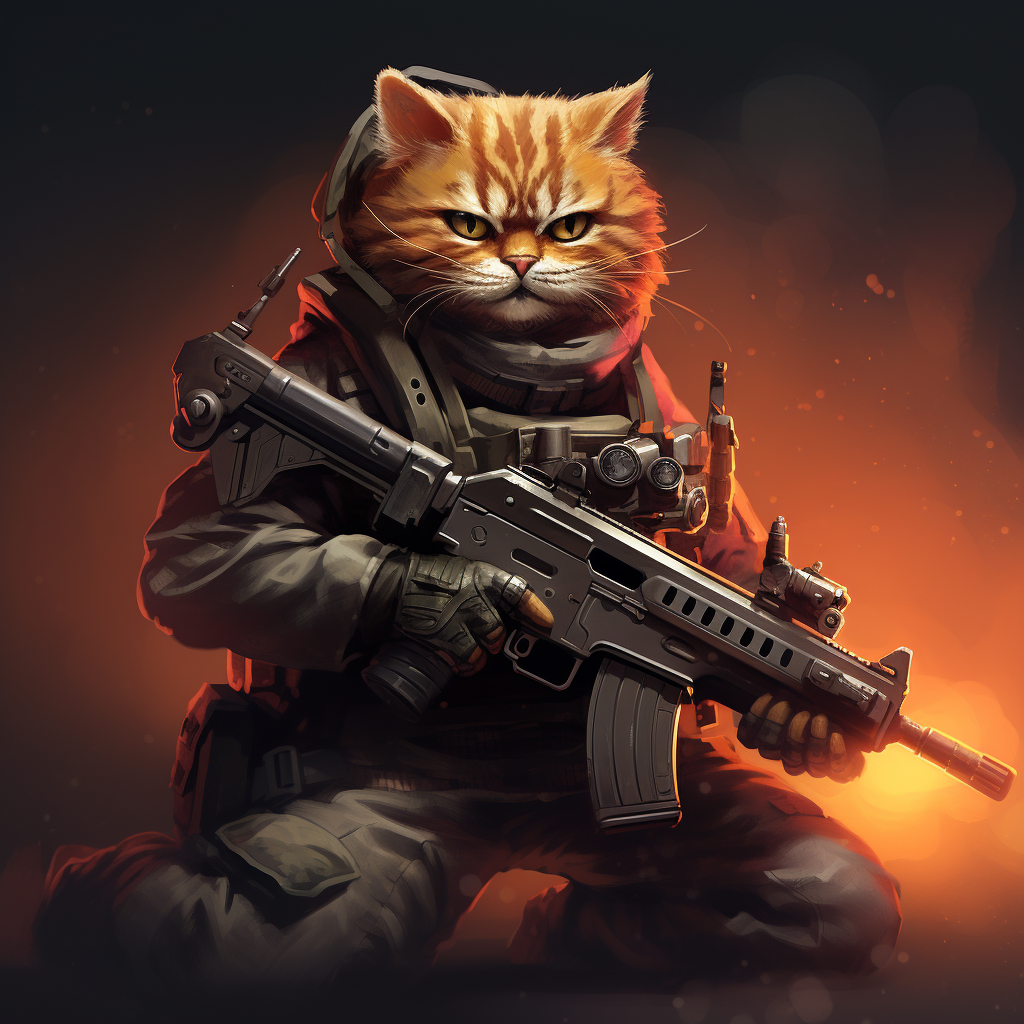 Cat with Assault Rifle in Concept Art