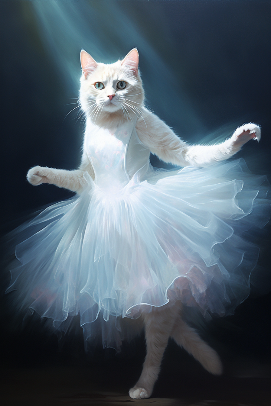 Cat Ballet Shoes Dancing Wizardcore Illustration