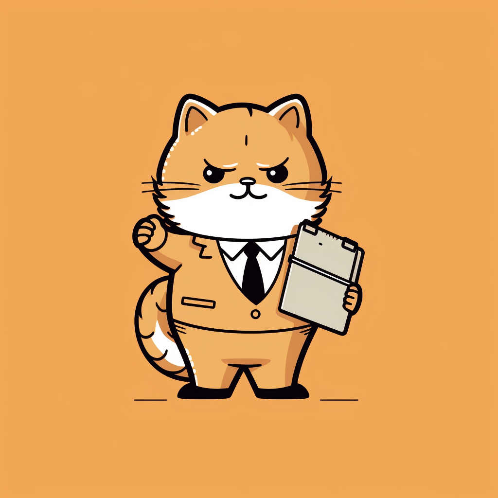 Cute cat boss holding a clipboard