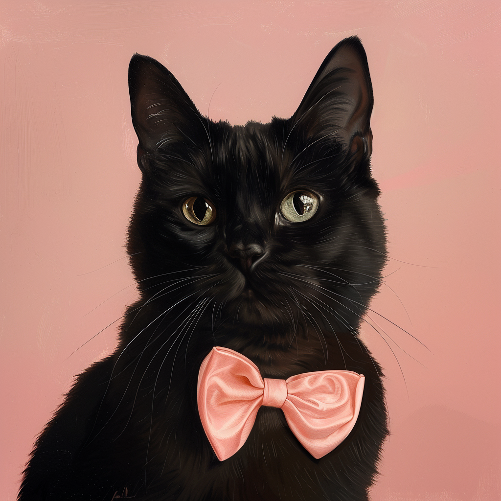 black cat with pink bow