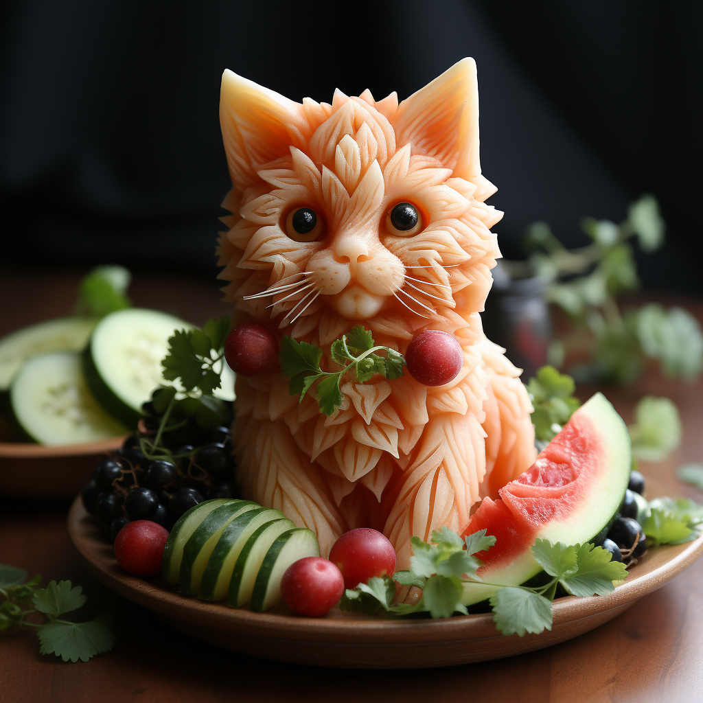 Cute cat portrait from watermelon