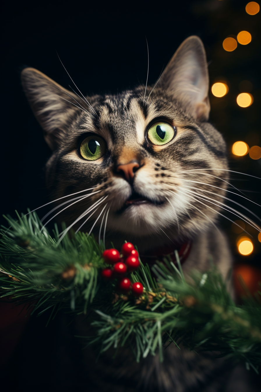 Cat enjoying a Christmas feast