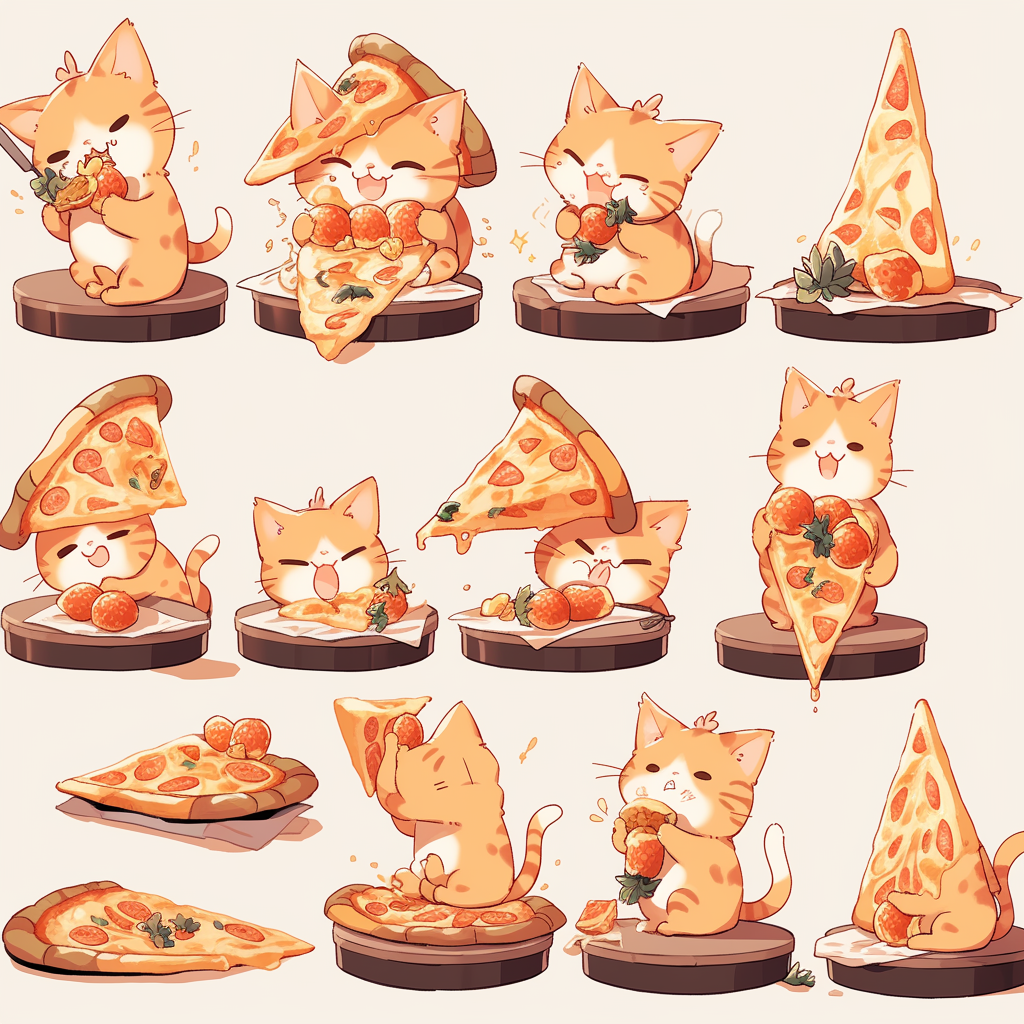 Cute cat enjoying pineapple pizza