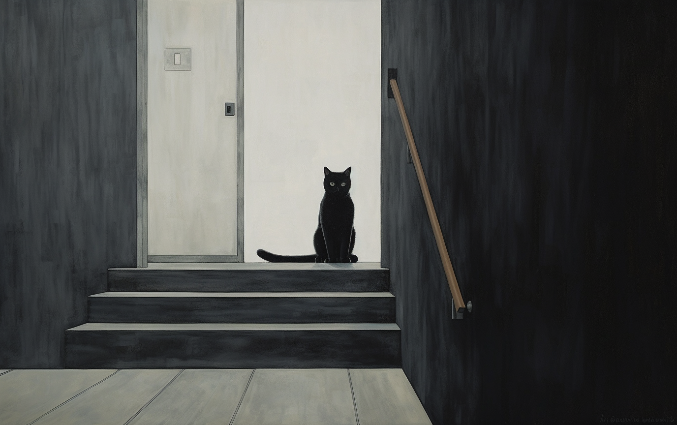 Cat entering a clean and modern house