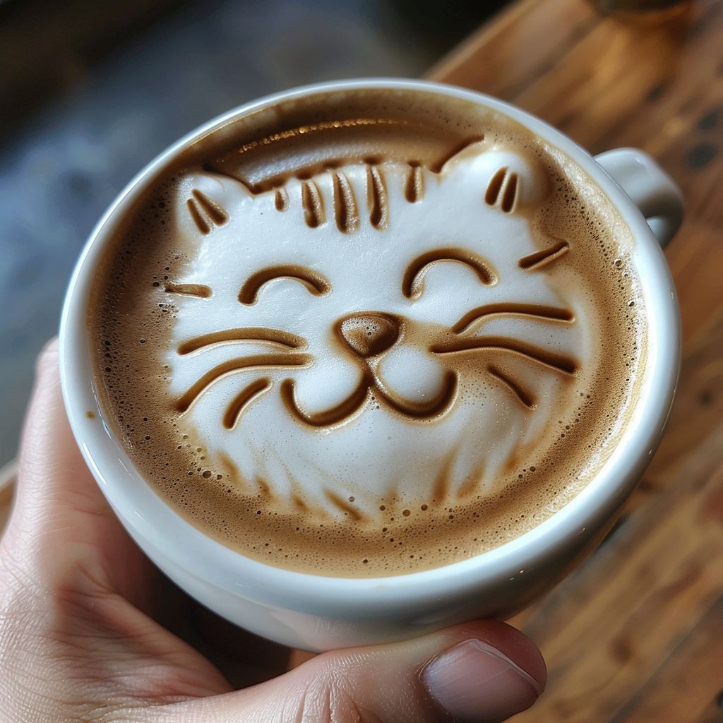 Cat face latte art design