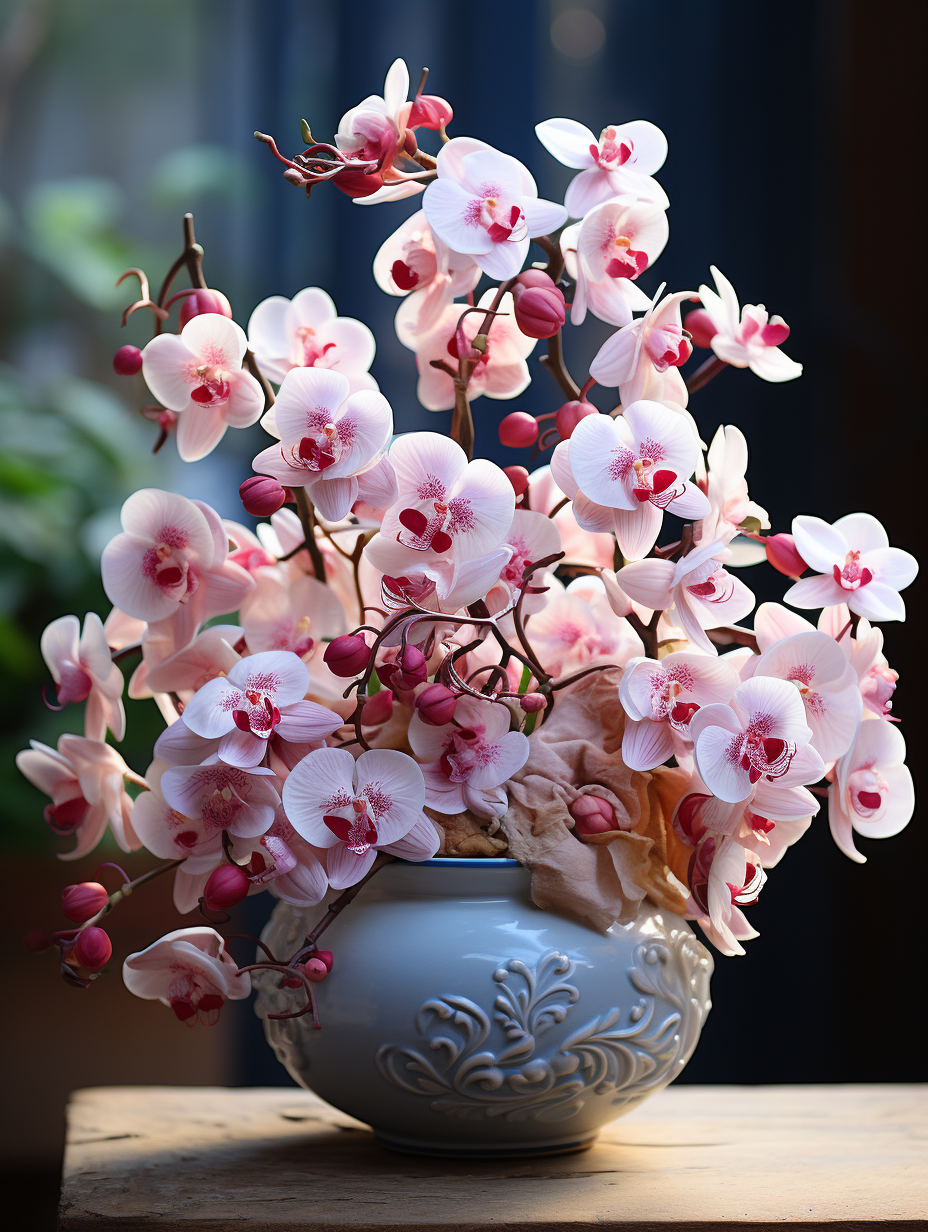 Cluster of Cat Face Orchids in Terracotta Pot