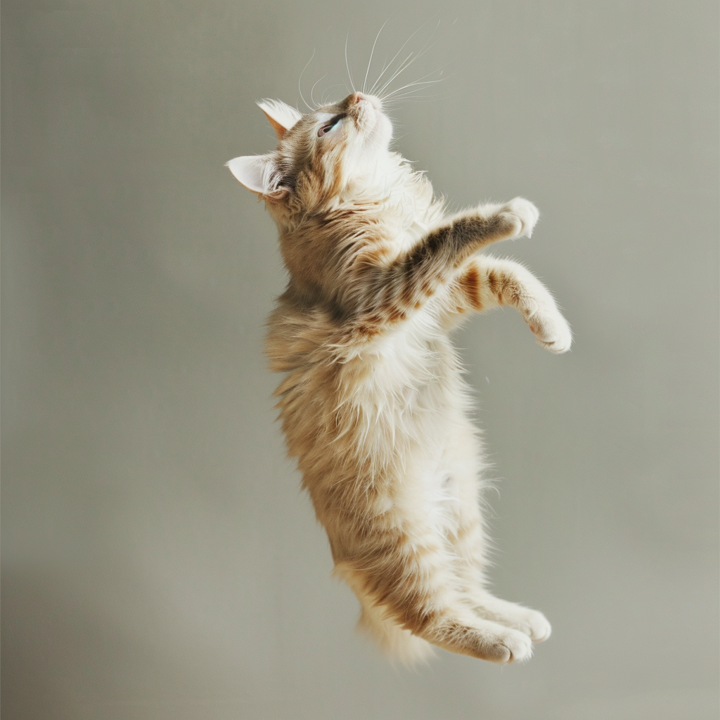 Cat mid-air flipping action