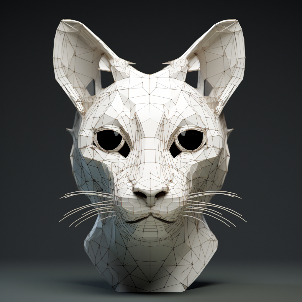 Unique 3D wireframe cat head