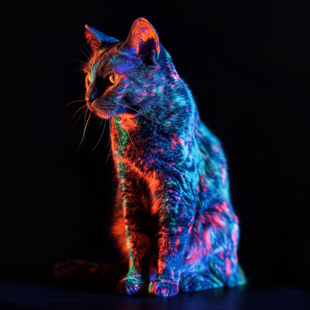 Uranium cat on black background