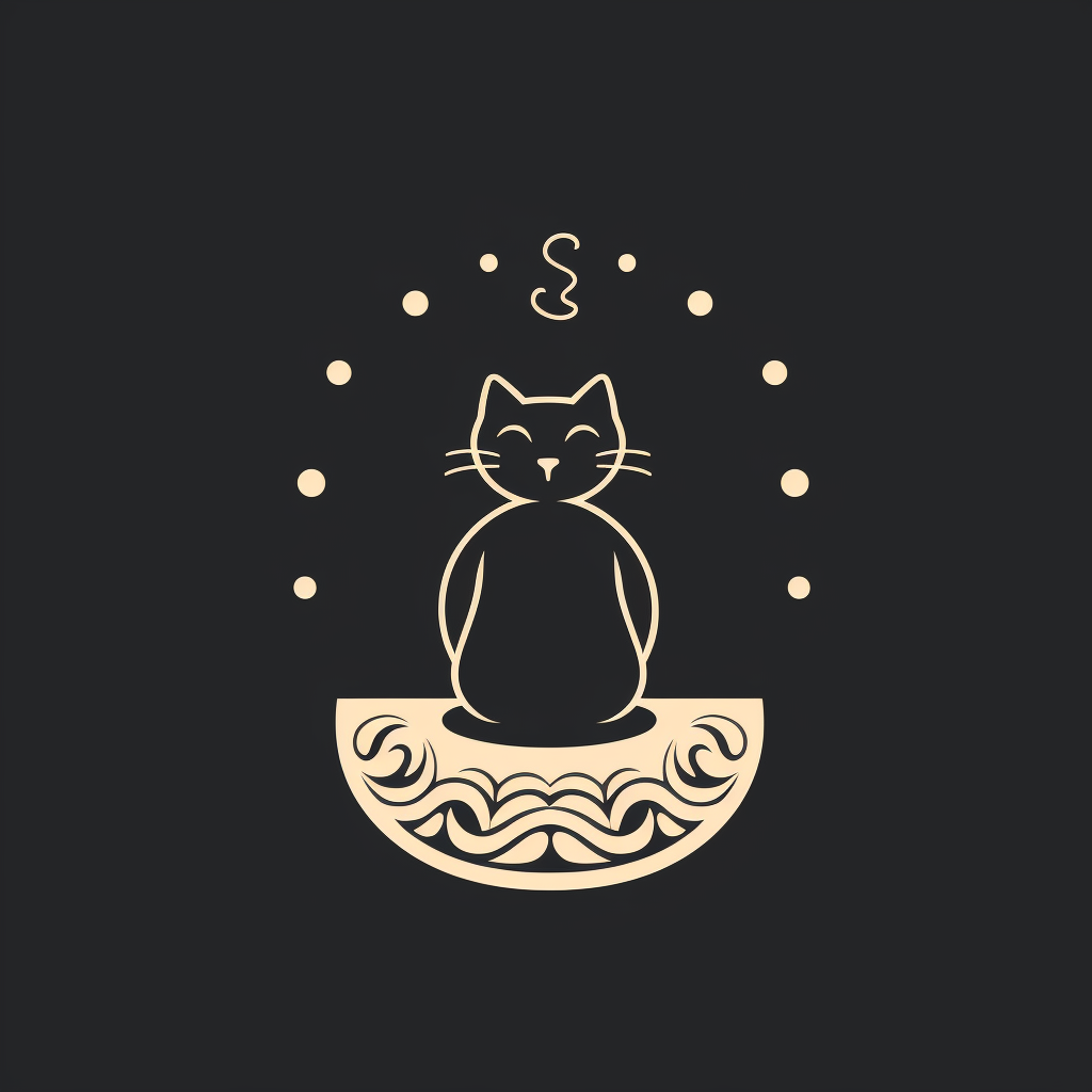 Minimalist Boho Doodle of a Cat and Mouse