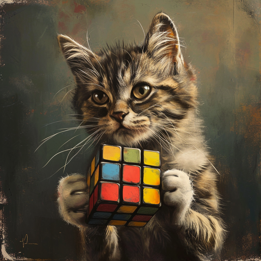 Cat solving Rubik's cube