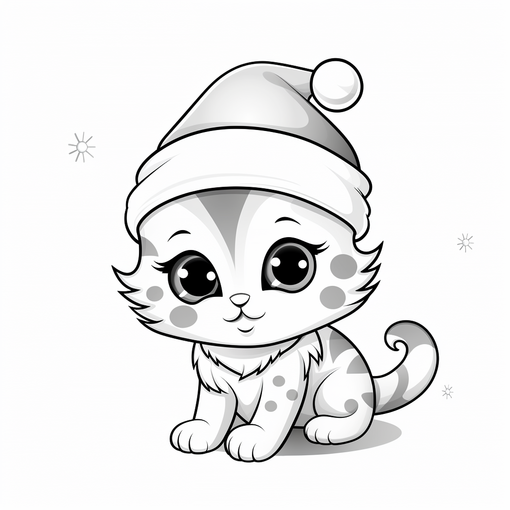 Cartoon cat with Santa Claus hat