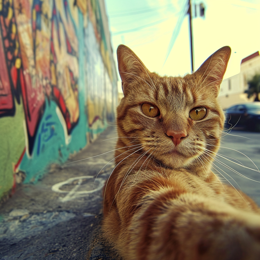 Adorable cat taking a selfie