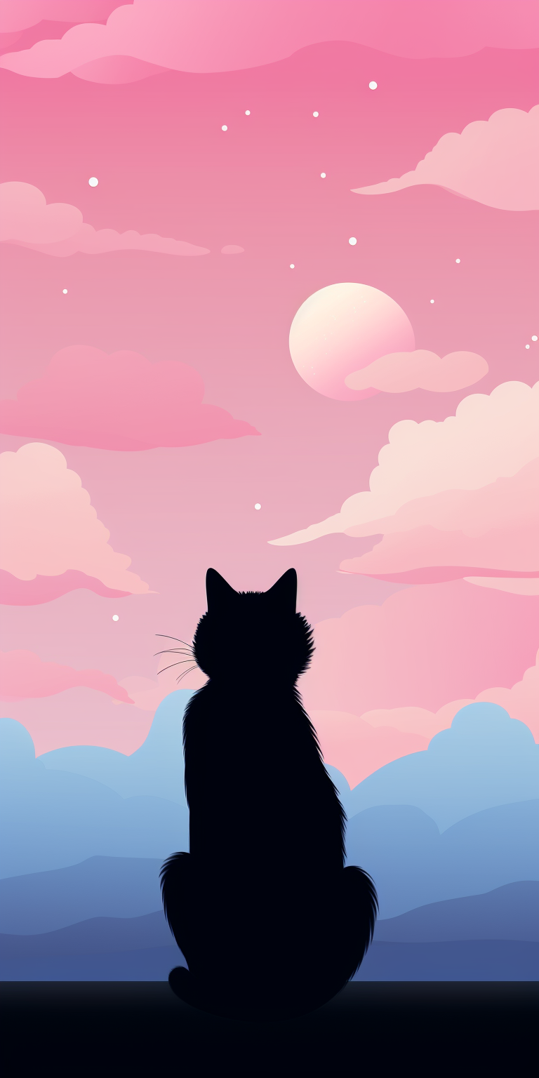 Delicate cat illustration against sky background