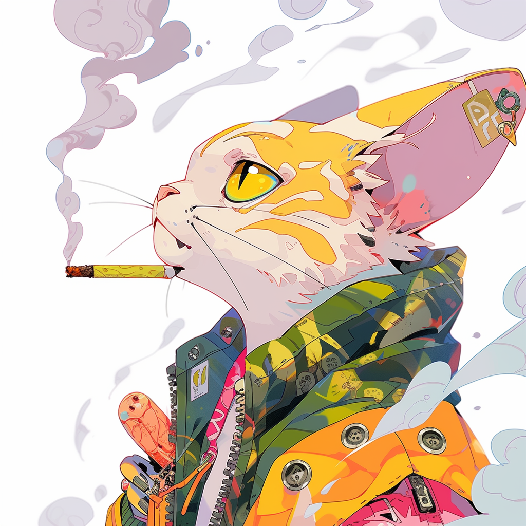 Cat smoking vape photo niji ar