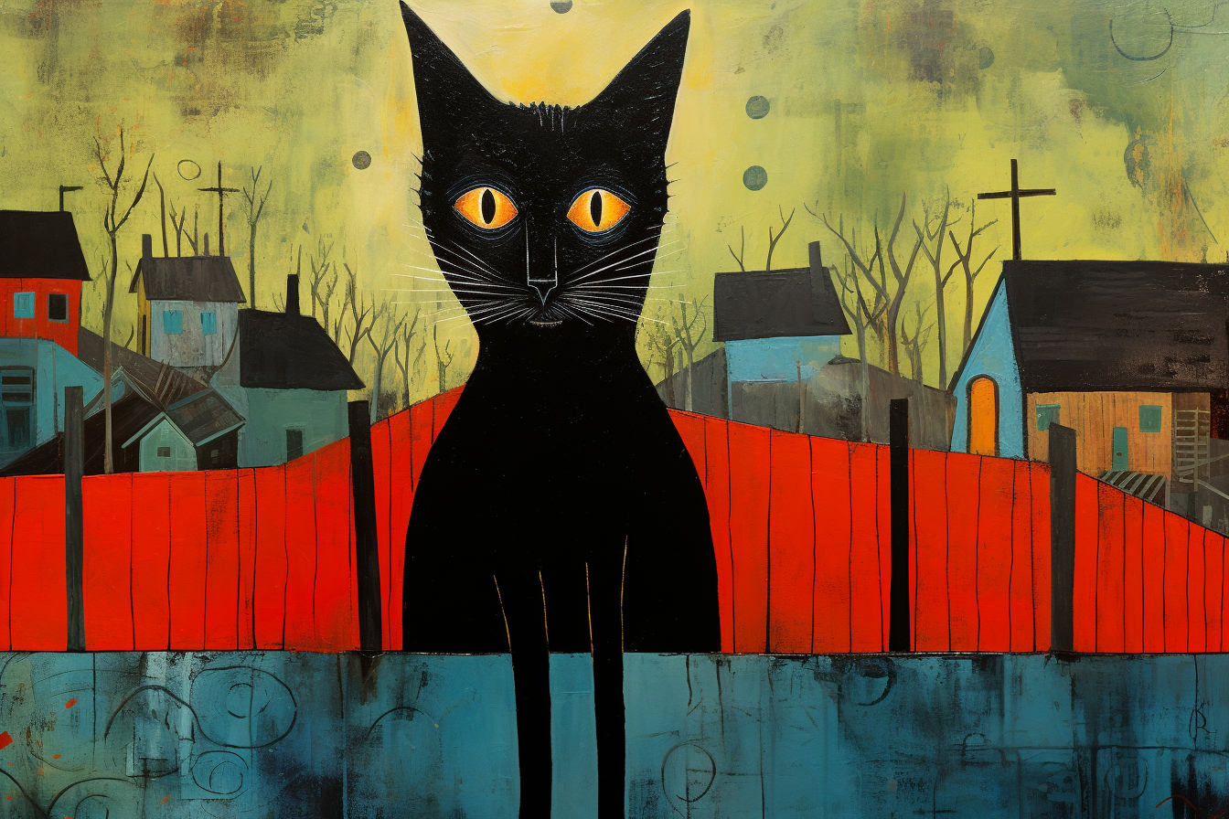 Cat on Fence - Bauhaus Painting