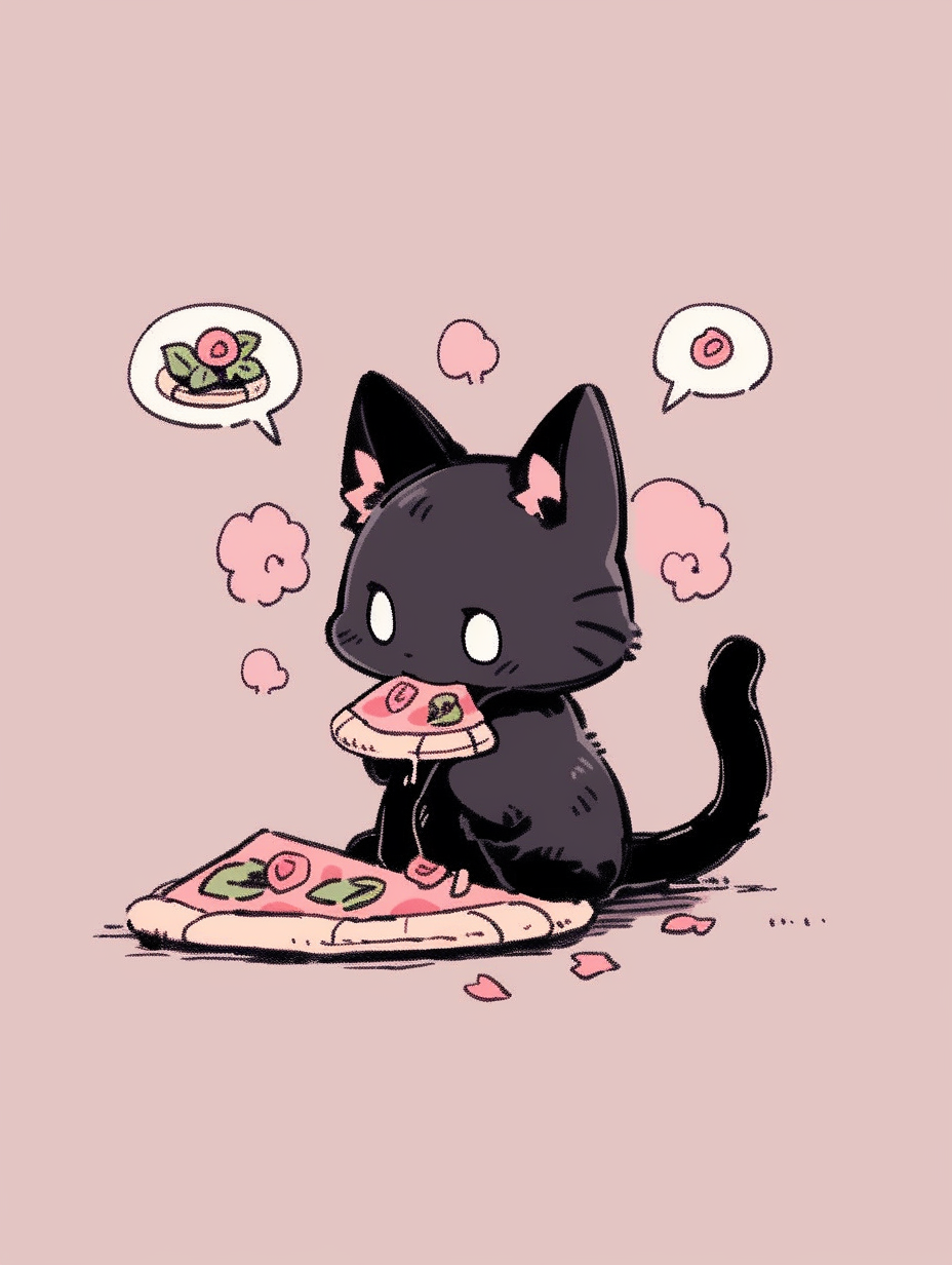 Cat in therapy session thinking about pizza