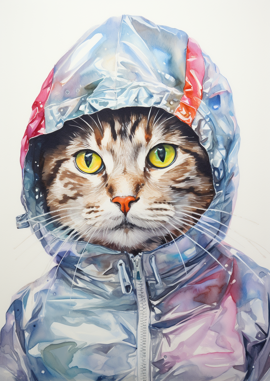 Cat wearing tinfoil hat painting