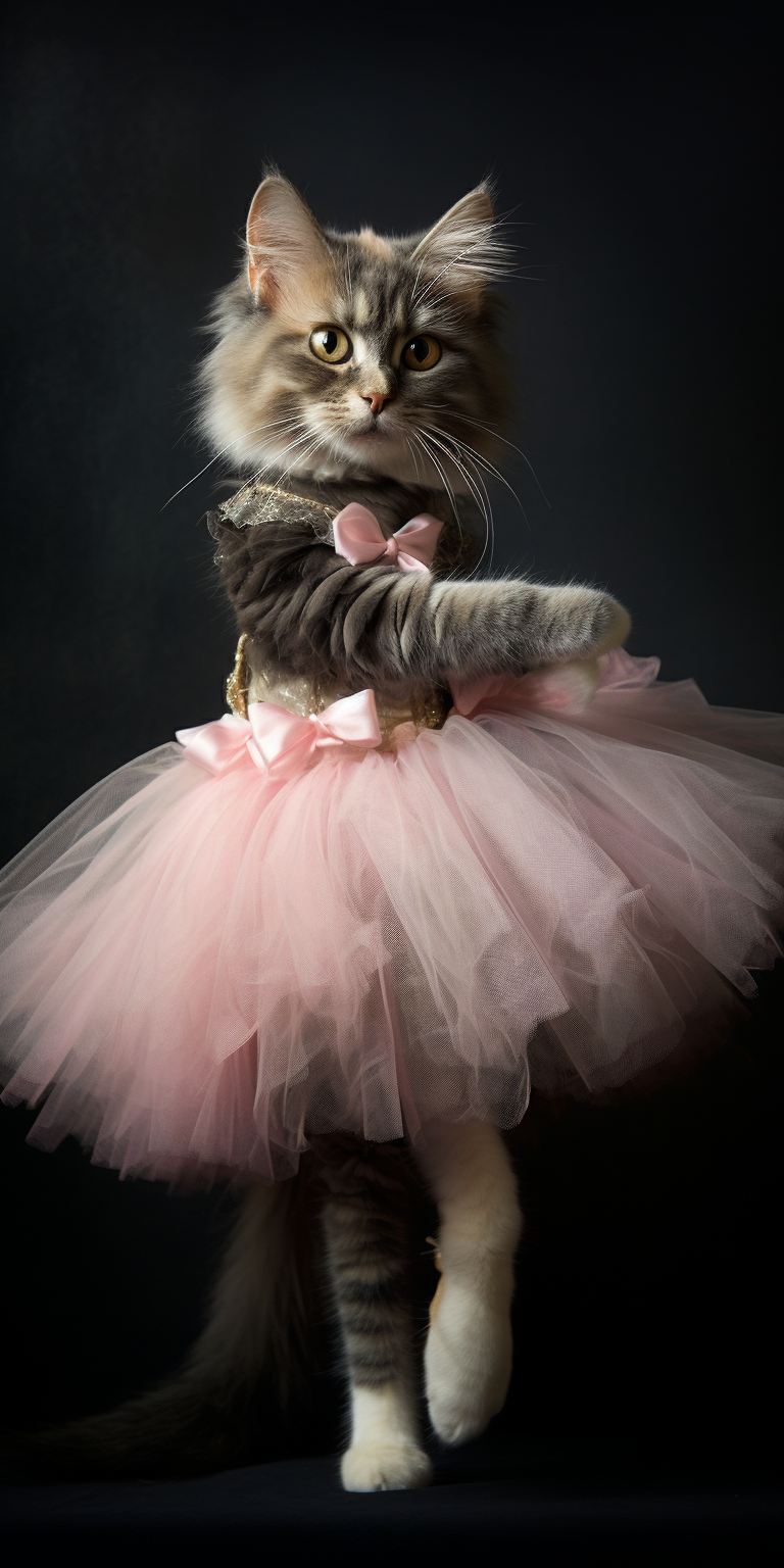 Cute cat in ballet costume