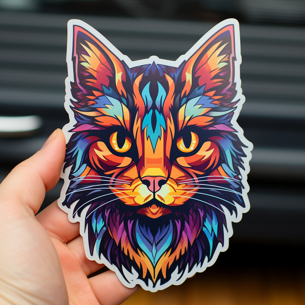 Colorful cat die cut sticker