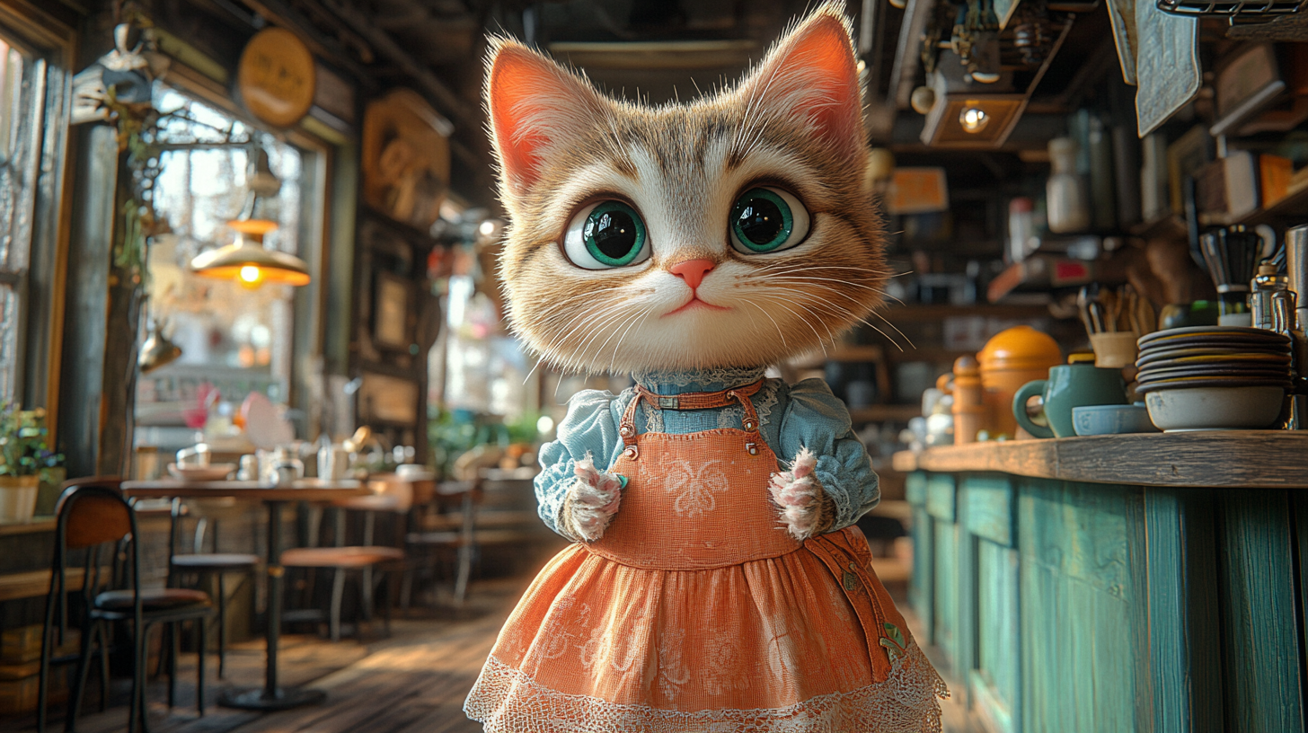 Cat in ballet dress performing