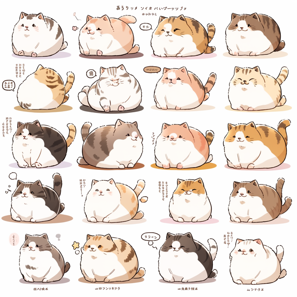 Cute cat character emotion stickers