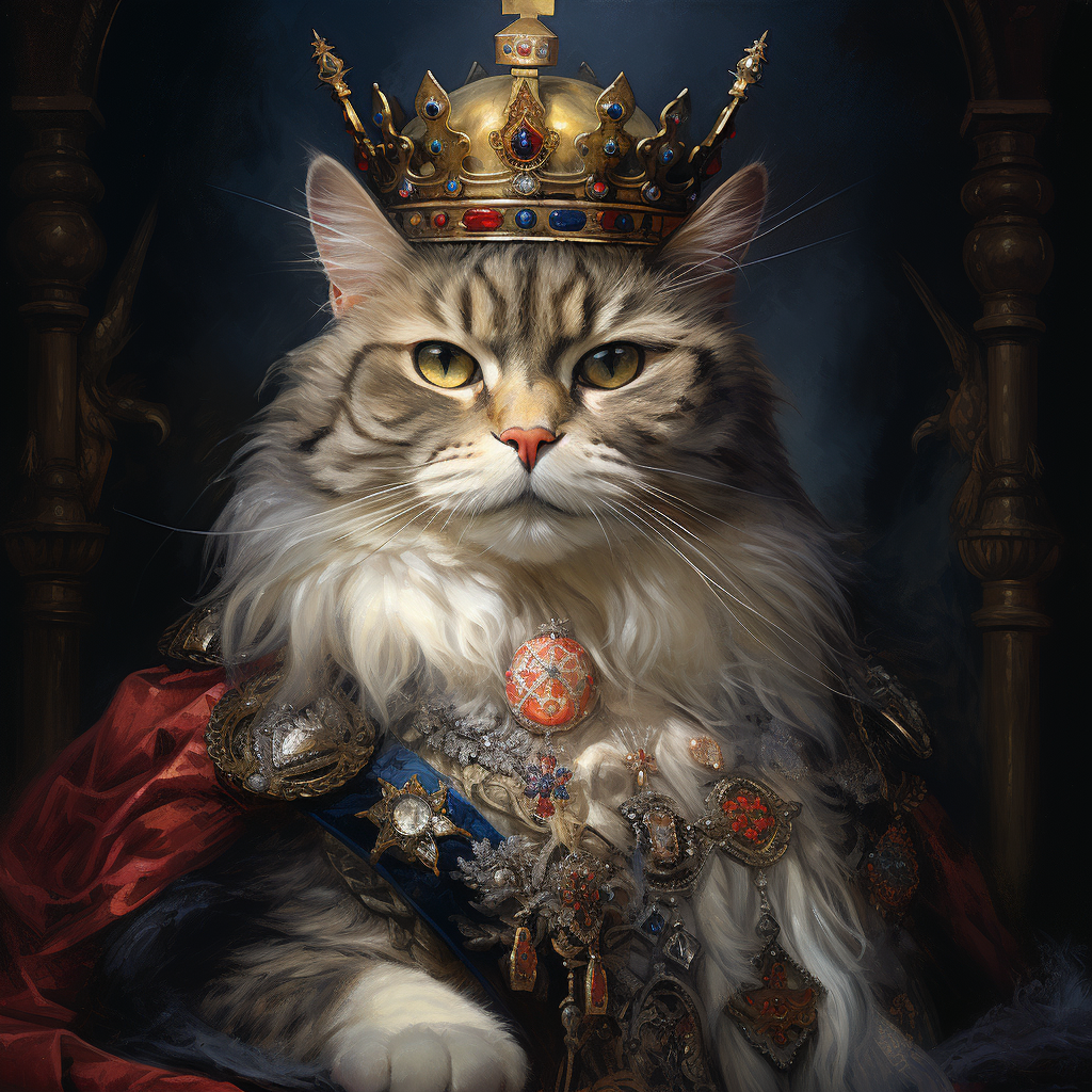 Cat sitting on a throne