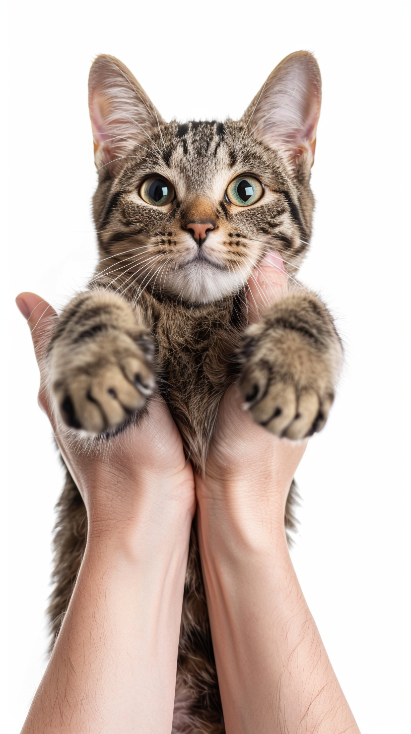 Cat Held by Hands Armpits