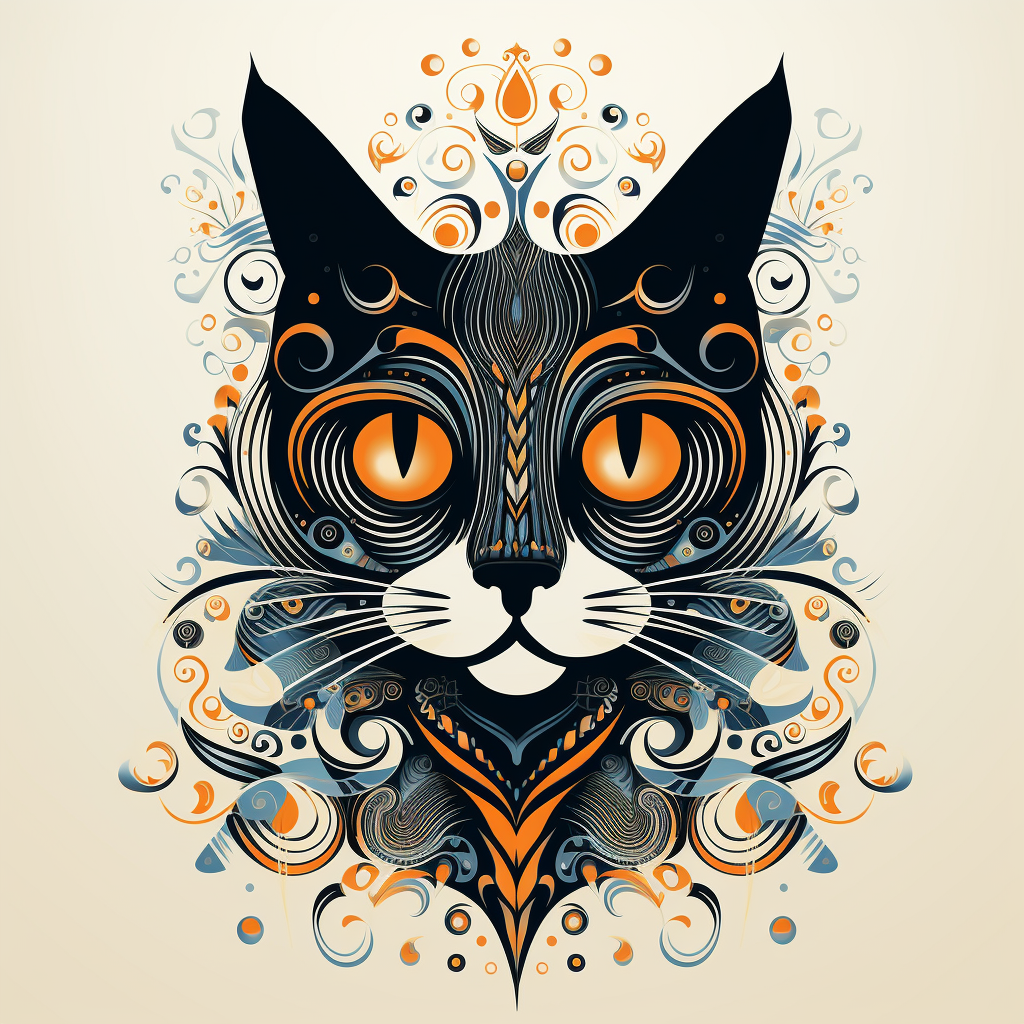 Cute cat illustration with thick lines