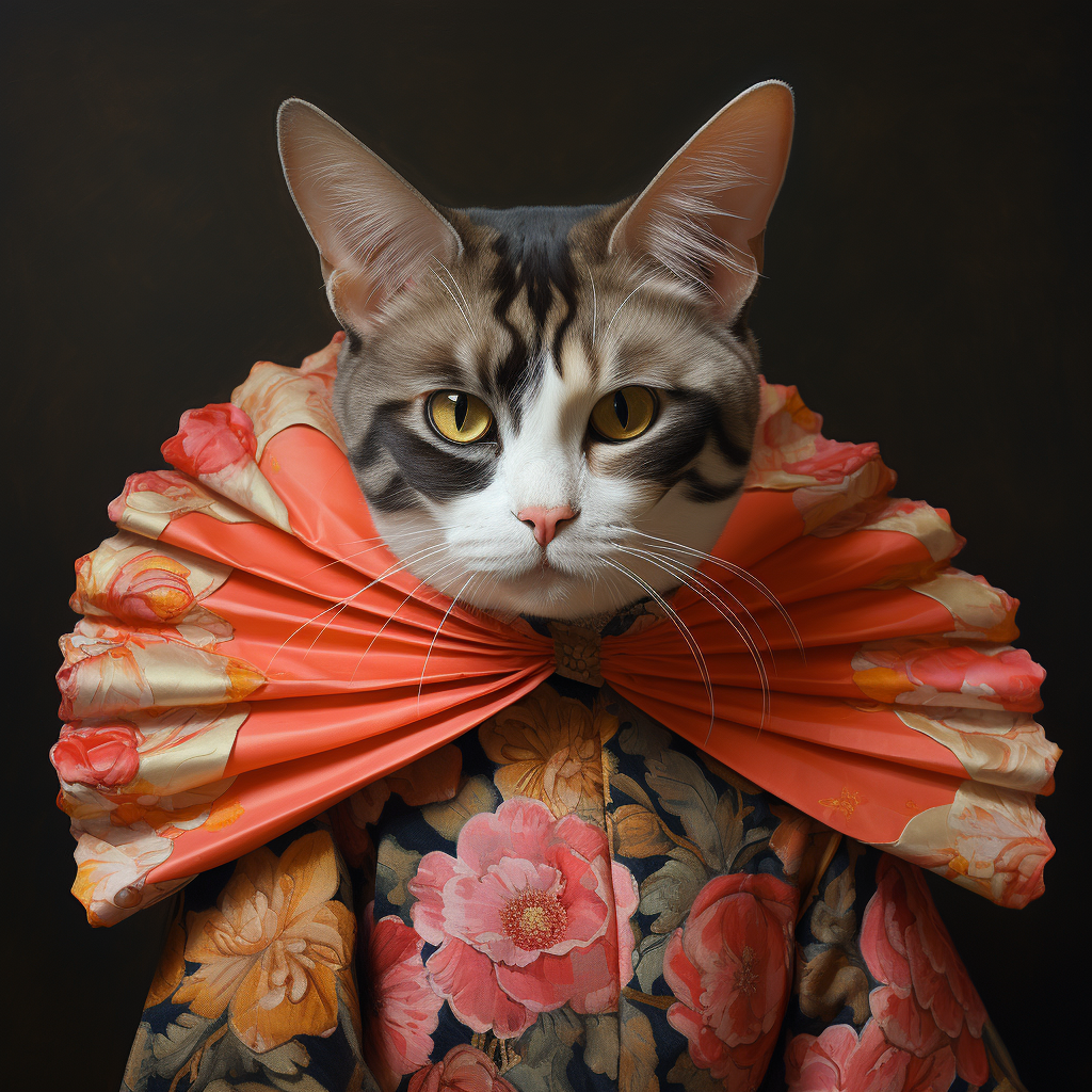 Cat dressed as Madame Butterfly