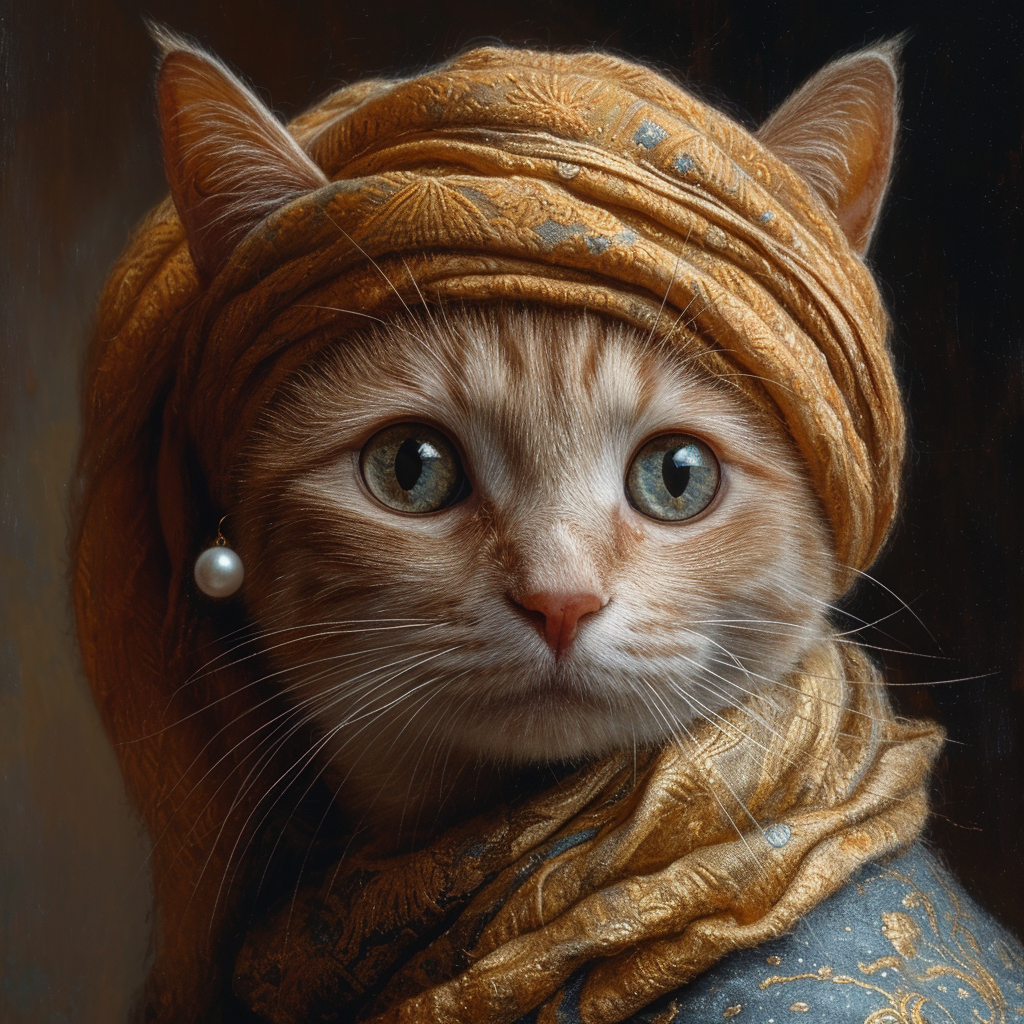 Cat with Pearl Earring Vermeer