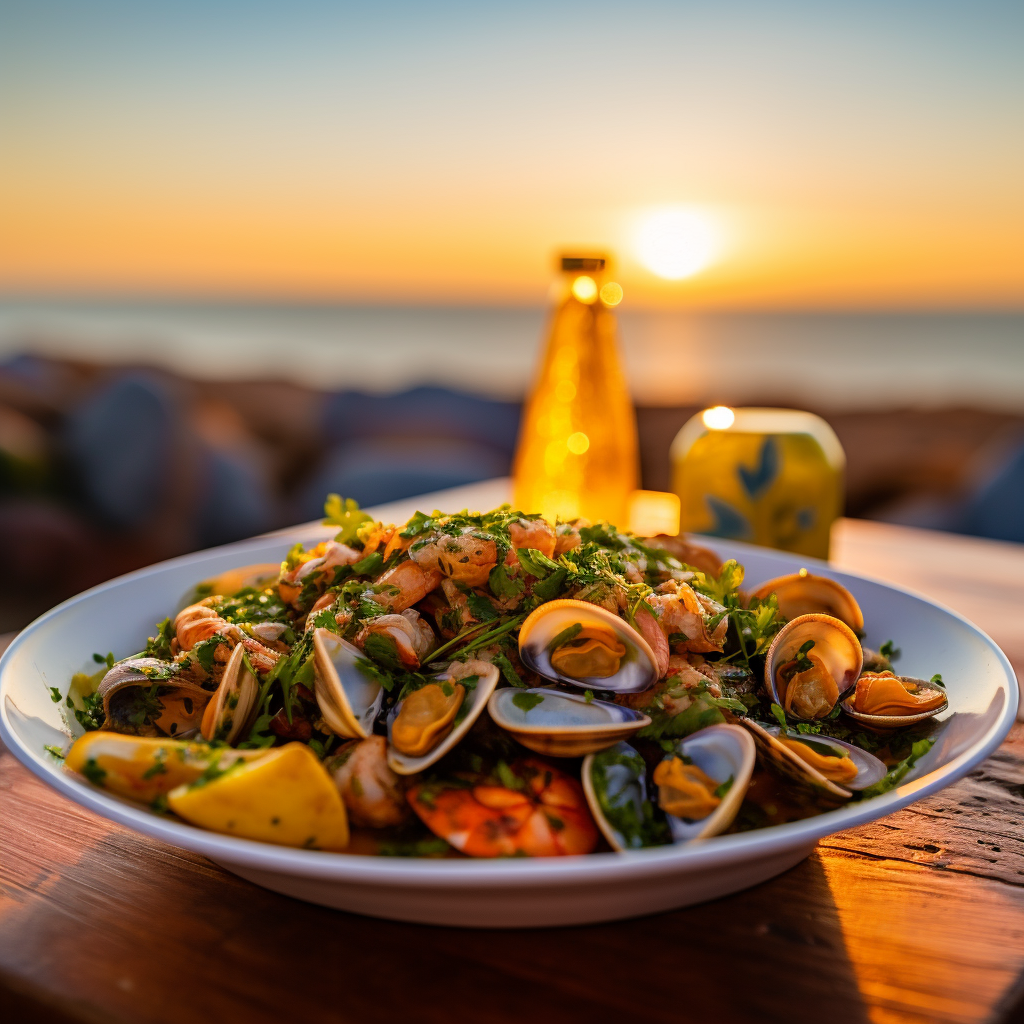 Seafood cataplana close-up