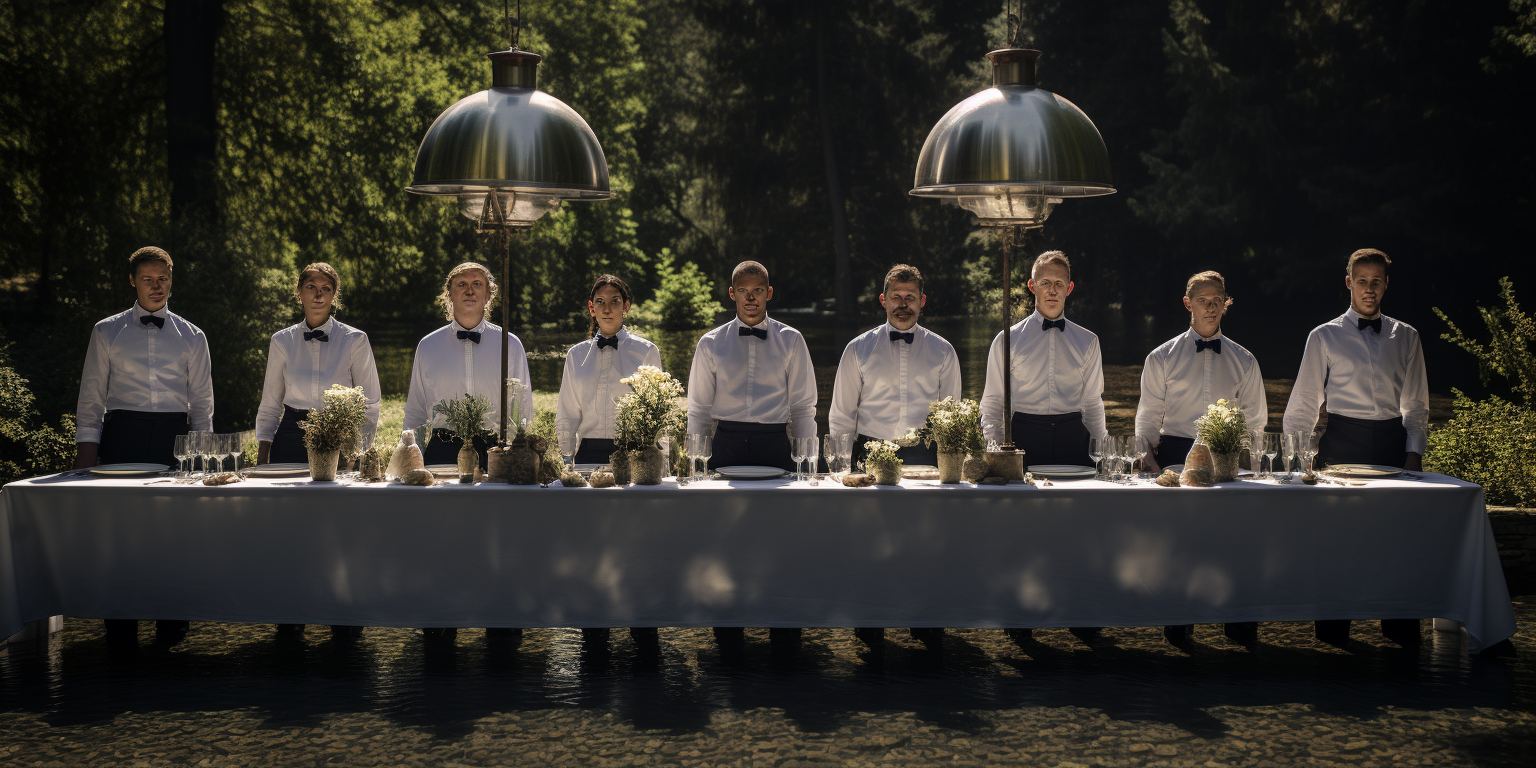 Waiters Setting Elegant Table